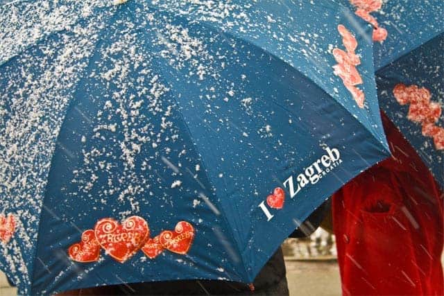 Zagreb umbrellas with heart shaped logo