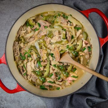 Green Chili Turkey in a large pot