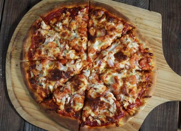 Smoked Buffalo Chicken Pizza. The answer to all things Buffalo Wings and Smoked-Food Lovers. To die for! I'm not kidding! 