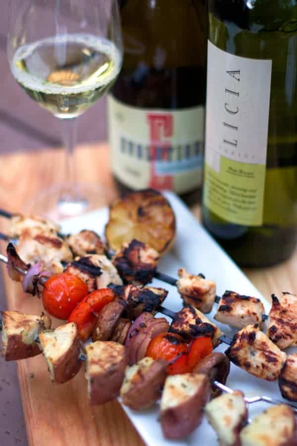 Yogurt Marinated Grilled Chicken Skewers and Wine Pairing