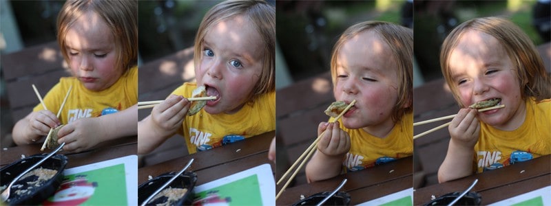 Teaching kids to use chopsticks