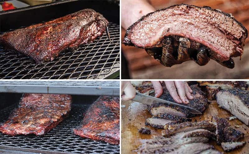 Four photos of different stages of Brisket