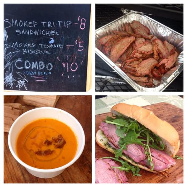 Smoked Tri Tip Sandwiches and Tomato Soup