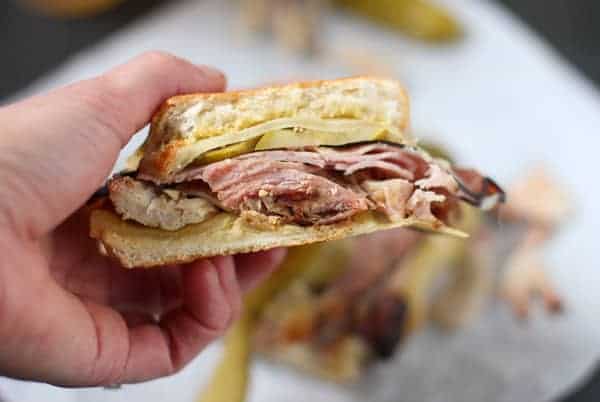 Cuban Sandwich made with Smoked Pulled Pork