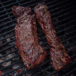 Grilled Hanger Steak on the grill