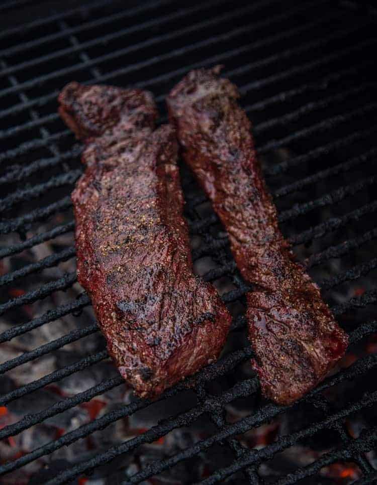 Grilled Hanger Steak on the grill