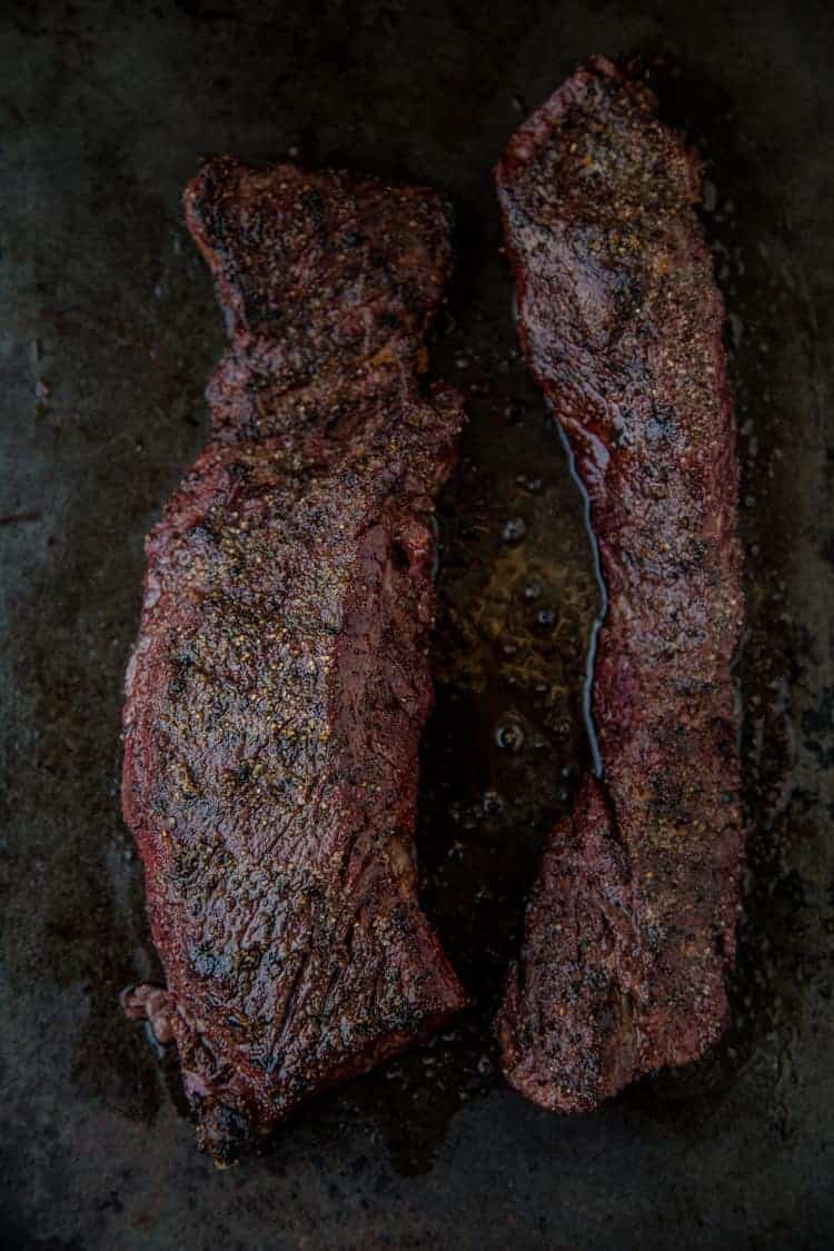 Hanger Steaks resting after grilling