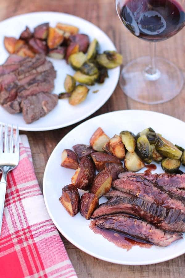 Grilled Hanger Steak with Red Wine Reduction Sauce & Sauvignon