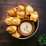 pulled pork wontons in a bowl