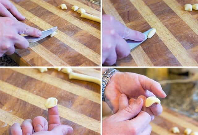 making homemade orecchiette pasta 