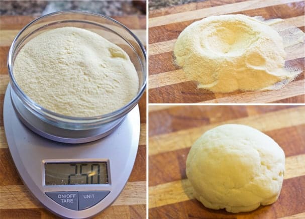 Scale for semolina flour for orecchiette pasta.