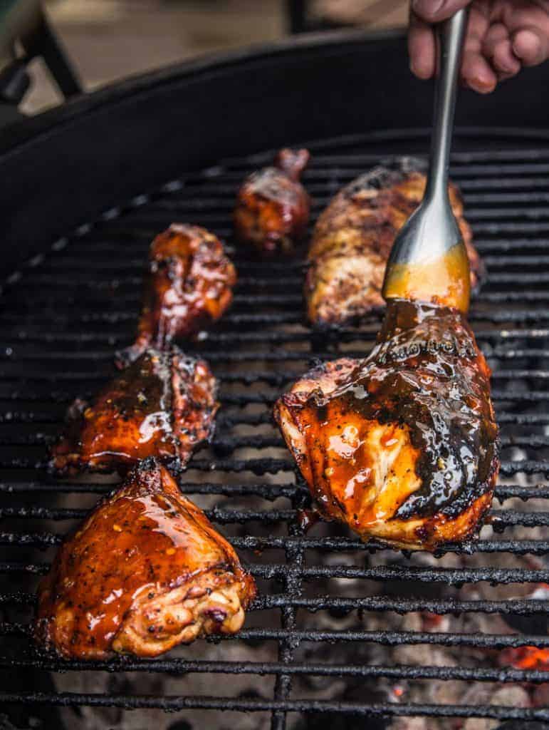 Glazing Chicken on the grill