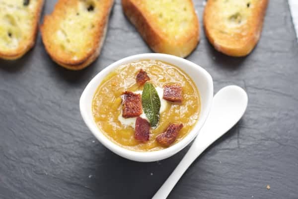 Smoked Butternut Squash Soup with Smoked Bacon 