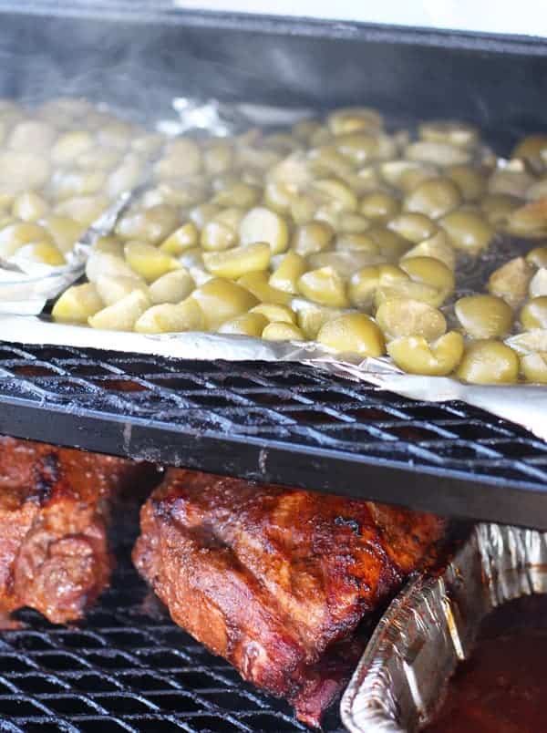 fresh tomatillos on a smoker