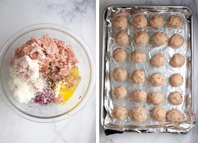 How to make turkey meatballs with bacon paste. Juicy, full-flavored, meatballs, guilt-free!