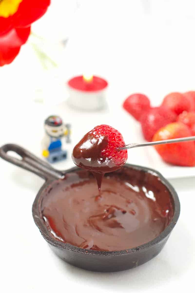 Chocolate Fondue in a Mini Cast Iron Pan
