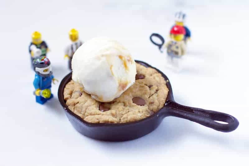 Baked Chocolate Chip Cookie Cooked on a Lodge Cast Iron Skillet