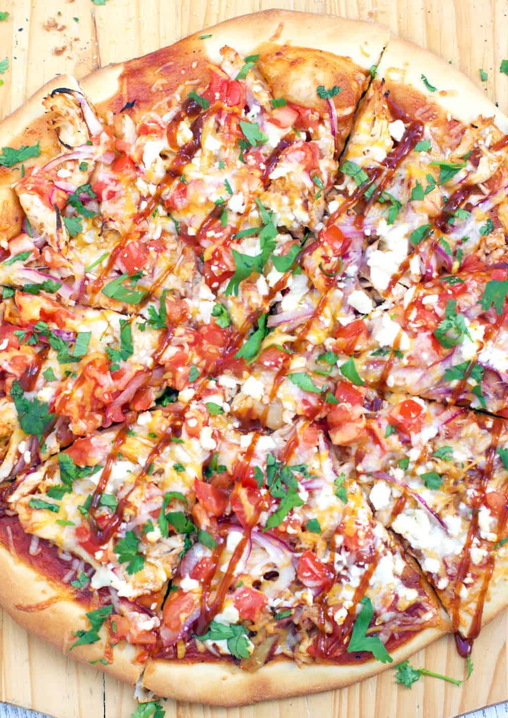 BBQ Chicken Pizza cut into slices