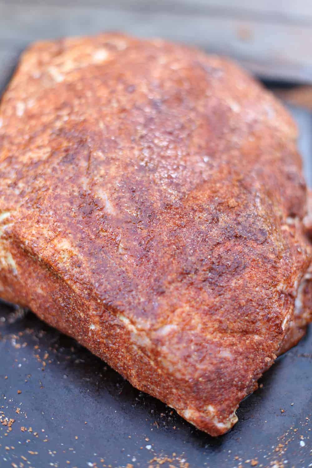 Applying Dry Rub on a Pork Butt, ready for smoker