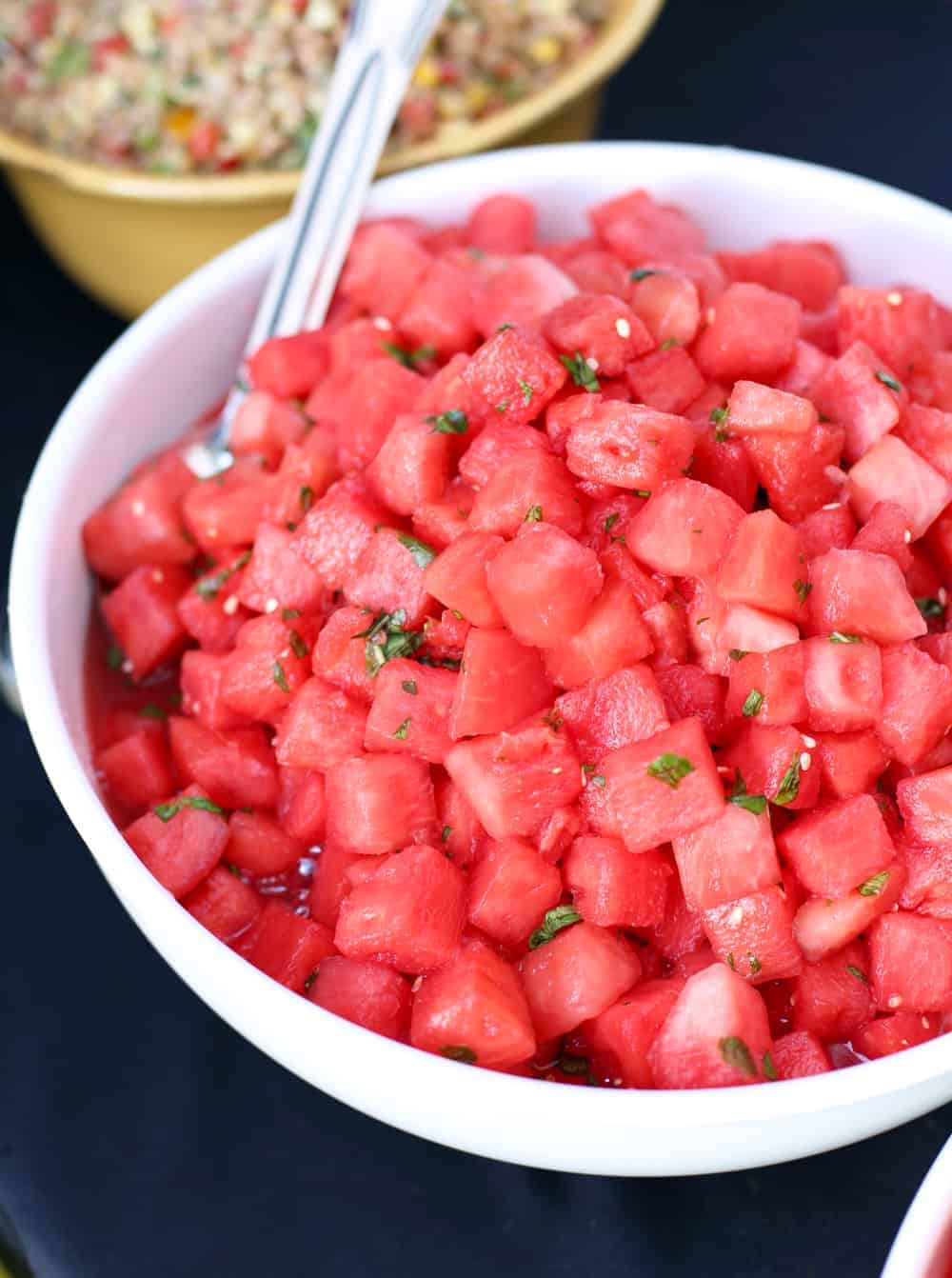 Watermelon Salad with Basil and White Balsamic