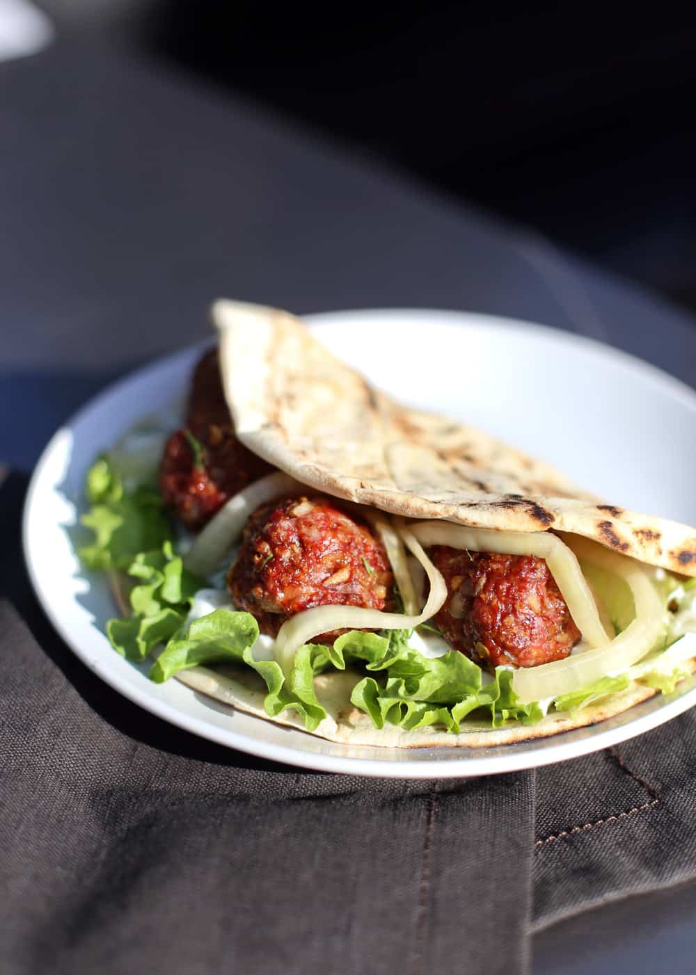 Smoked Lamb Meatball Pitas, cooked on the smoker