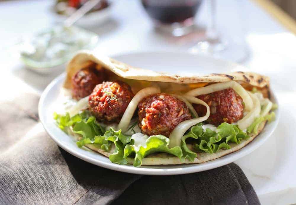 Smoked Lamb Meatball Pitas