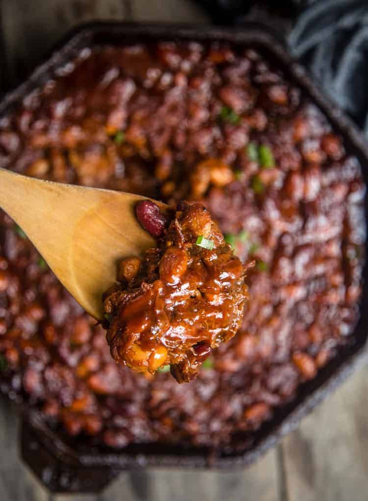 A spoonful of BBQ Baked Beans