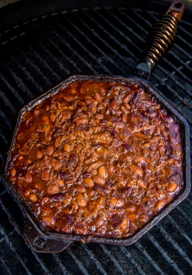 Baked Beans cooking on the Smoker