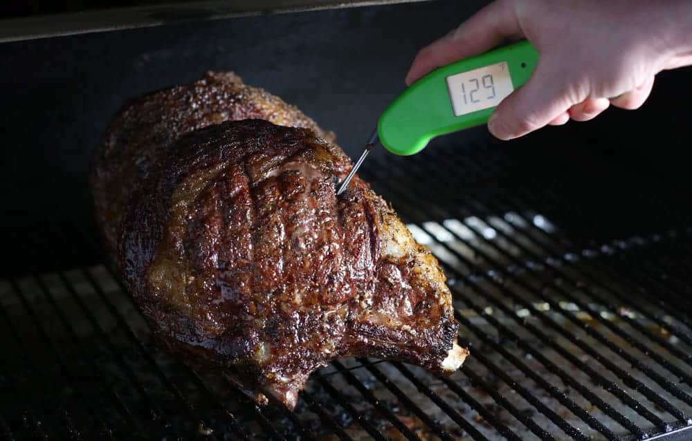 Checking for perfect temperature on a Holiday Roast with a Thermapen Digital Thermometer