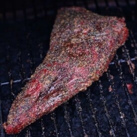 Red Wine Marinated Smoked Tri Tip with Chimichurri Sauce