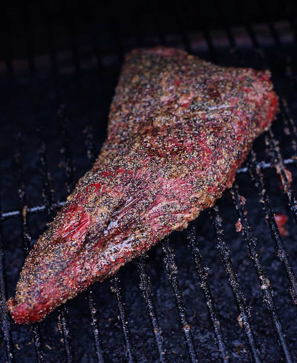 Smoked Tri Tip cooking on a smoker