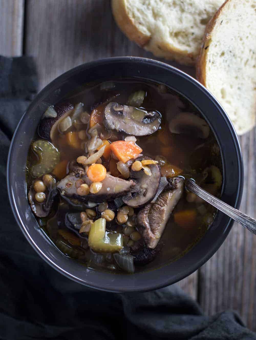 Lentil Soup Recipe with Smoked Mushrooms