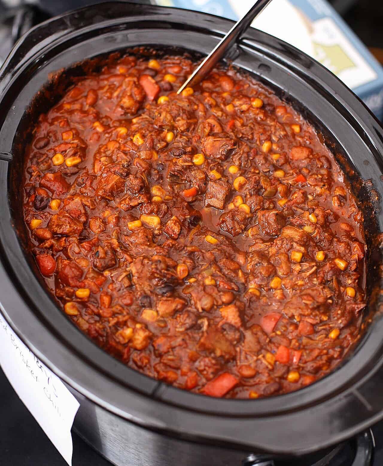 Smoked Brisket Chili is a great Super Bowl Recipe 