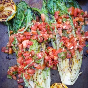 Grilled Romaine with Tomatoes and Basil