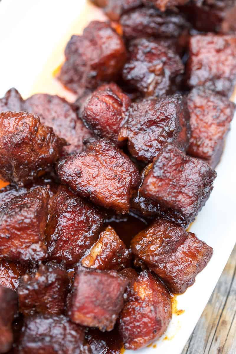 Smoked Pork Belly Burnt Ends (recipe and video) - Vindulge