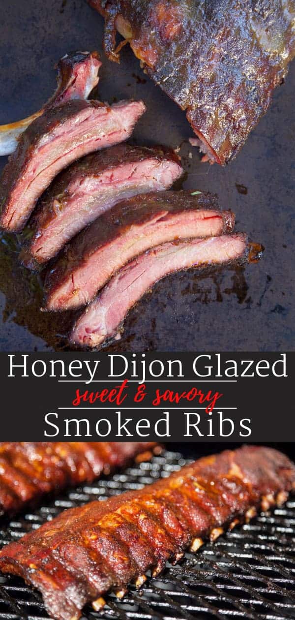 honey dijon glazed smoked ribs pin image