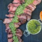 Red Wine Marinated Smoked Tri Tip with Chimichurri Sauce