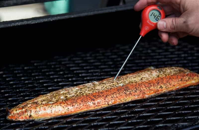 Taking Temperature of Smoked Salmon