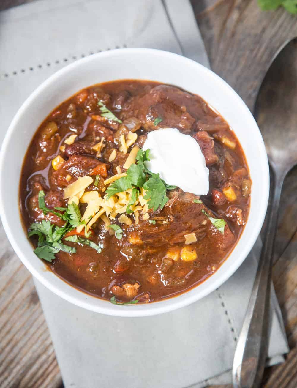 Bowl of Smoked Brisket Chili