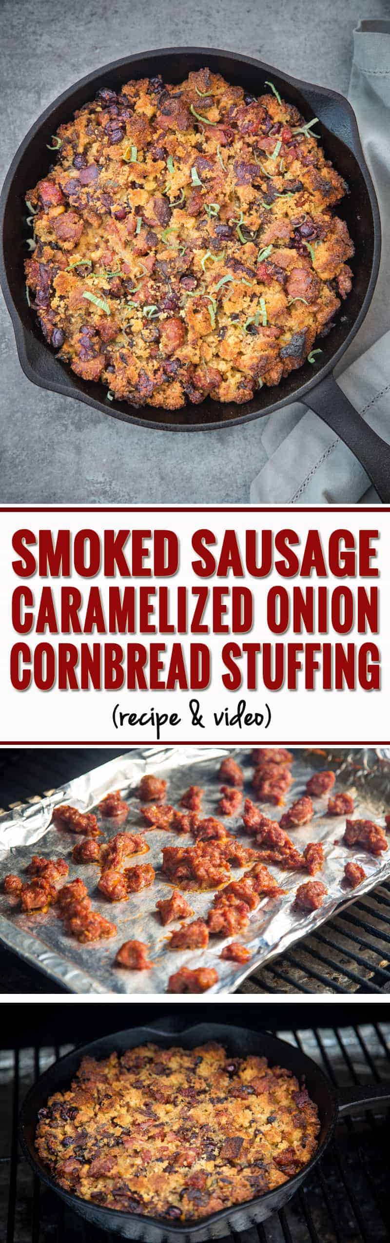 Smoked Sausage, Caramelized Onion, and Cornbread Stuffing cooked on the