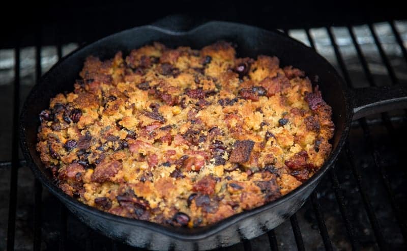 Thanksgiving sausage stuffing on the smoker