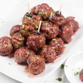Smoked Meatballs with a Cranberry and Red Wine Sauce