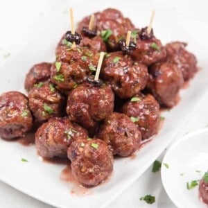 Smoked Meatballs with a Cranberry and Red Wine Sauce