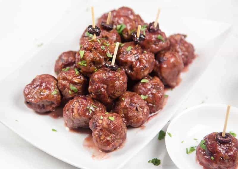 Smoked Meatballs with a Cranberry and Red Wine Sauce