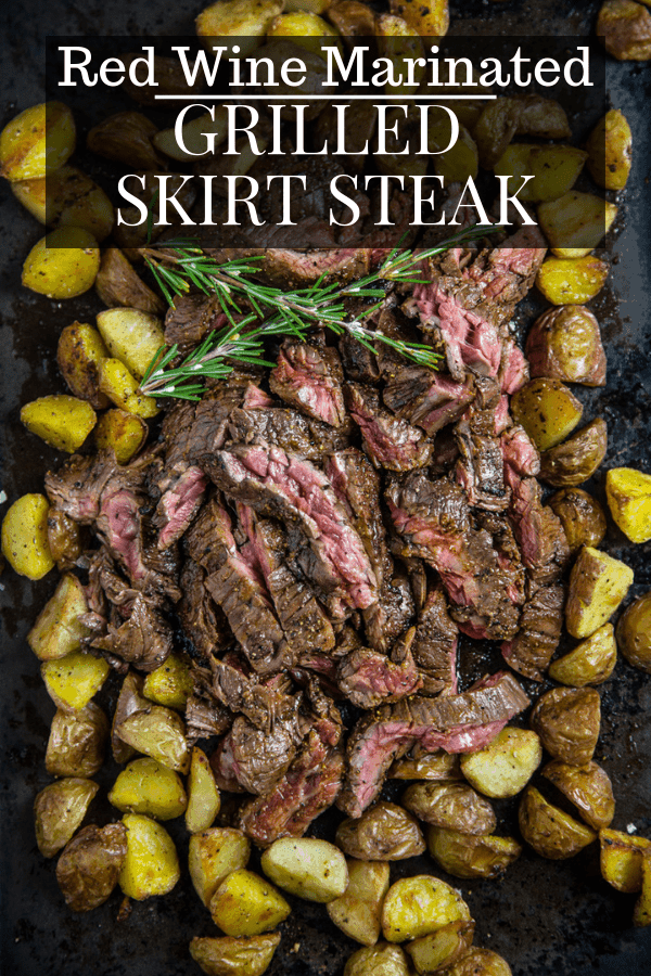 Red Wine Marinated Grilled Skirt Steak, Pin Image