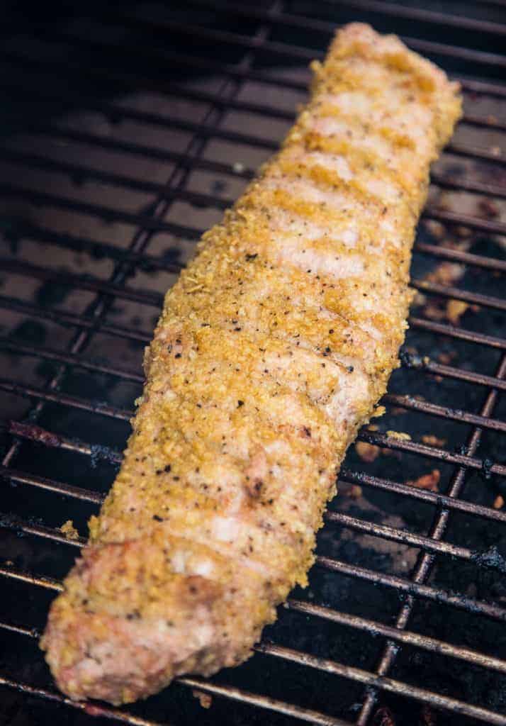 Smoked Pork Tenderloin cooking on the grill