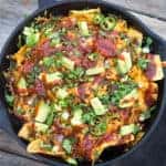 Smoked Pulled Pork Nachos in a Cast Iron Skillet