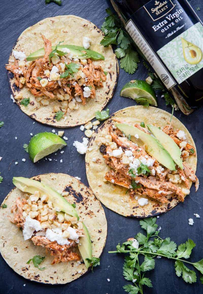 Chipotle Shredded Grilled Chicken Tacos