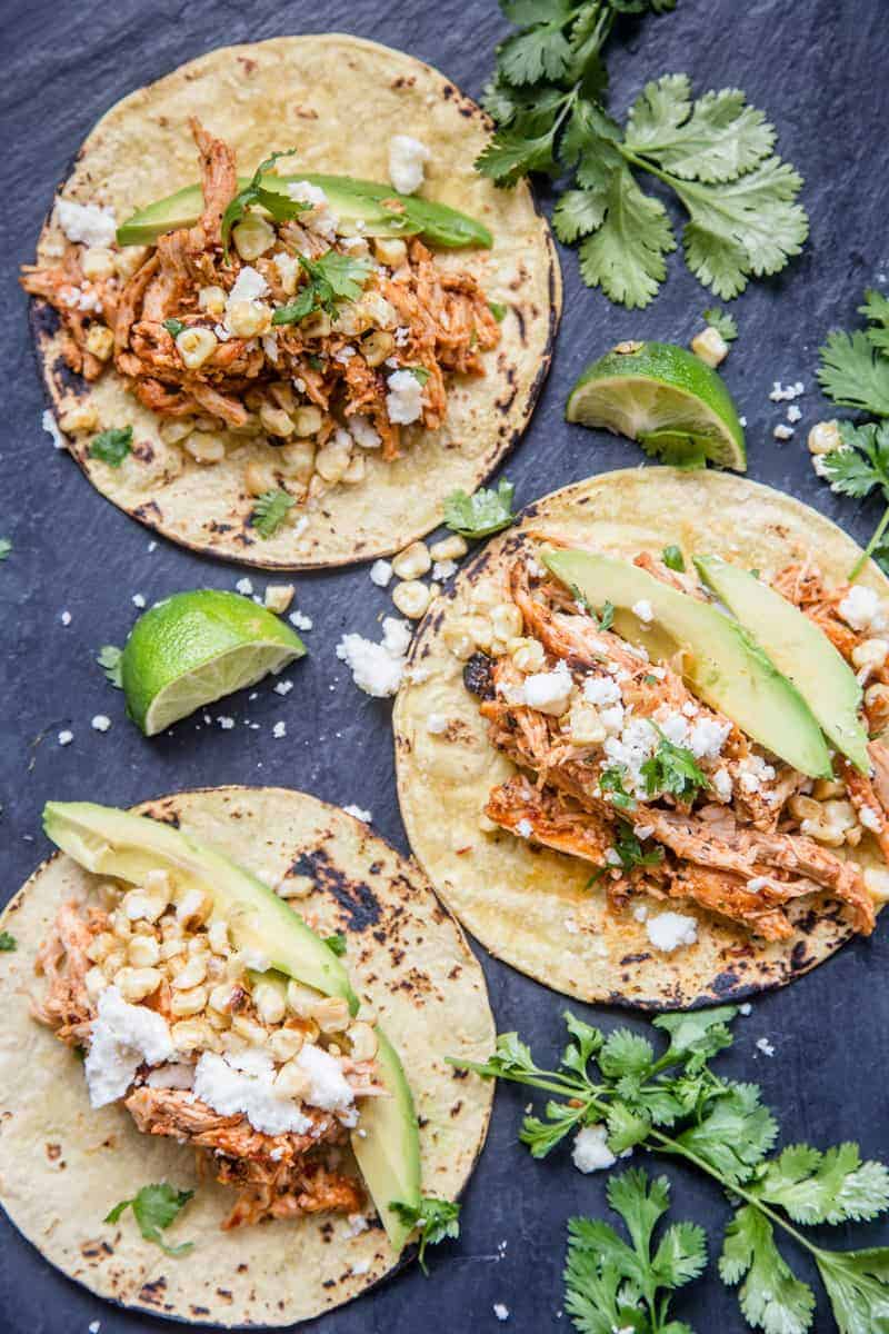 Chipotle Shredded Grilled Chicken Tacos