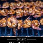 Grilled shrimp in chipotle sauce on a hot grill